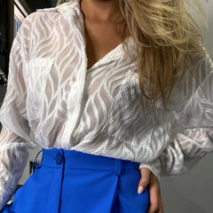 New Spring Summer French Chiffon Shirt See-through Thin Niche Texture Shirt Women Top