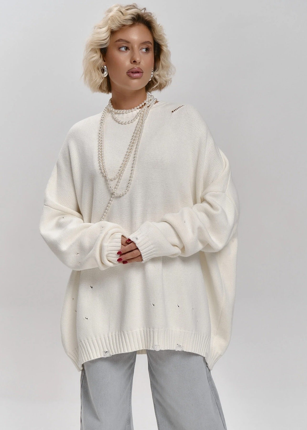 Distressed Oversized Sweater - Effortless Edge