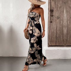 Summer Women Clothing Printing Tube Top Jumpsuit