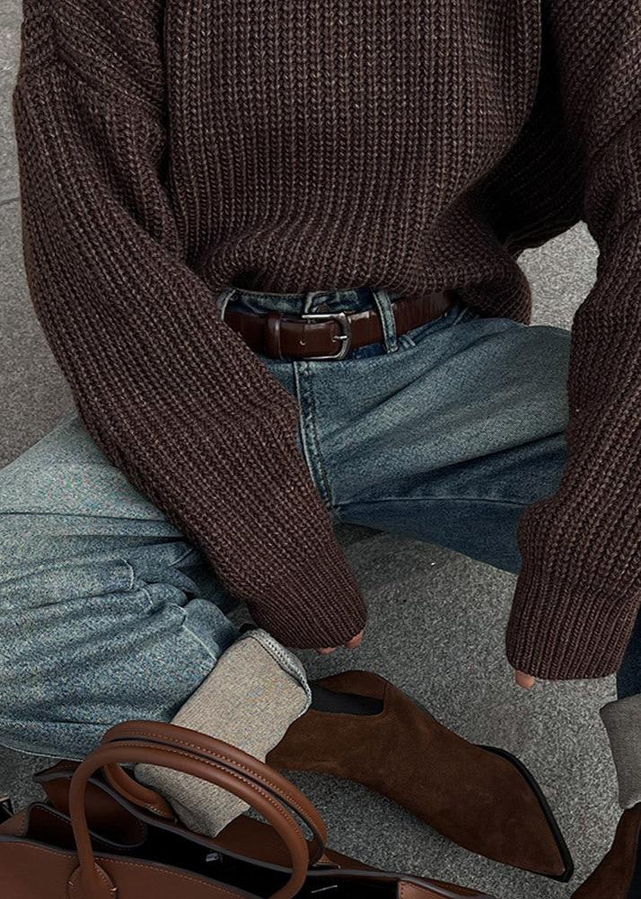 Cozy Chocolate Knit Pullover