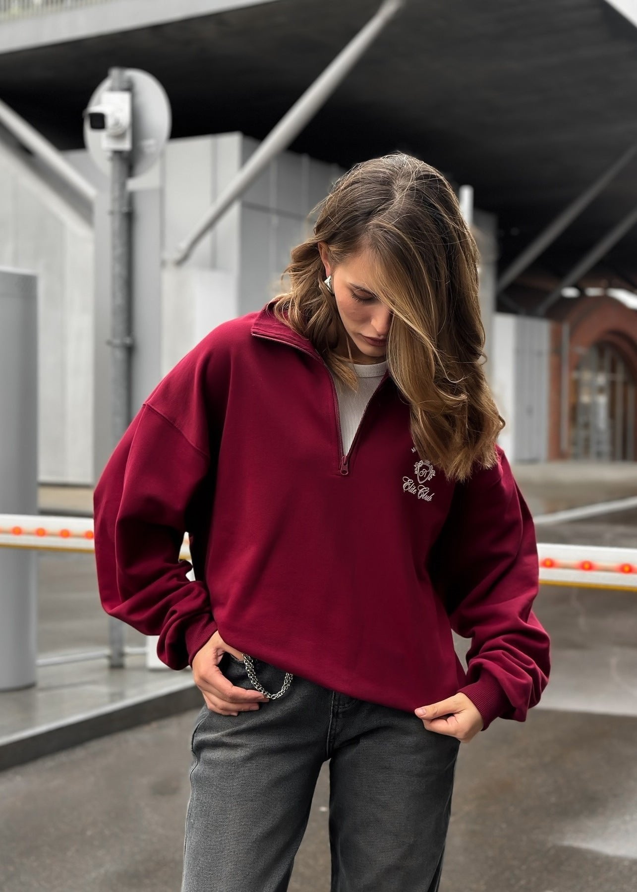 Bordeaux Half-Zip Fleece Pullover