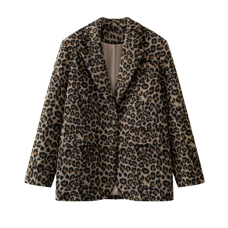 Leopard Print Lapel Suit Jacket