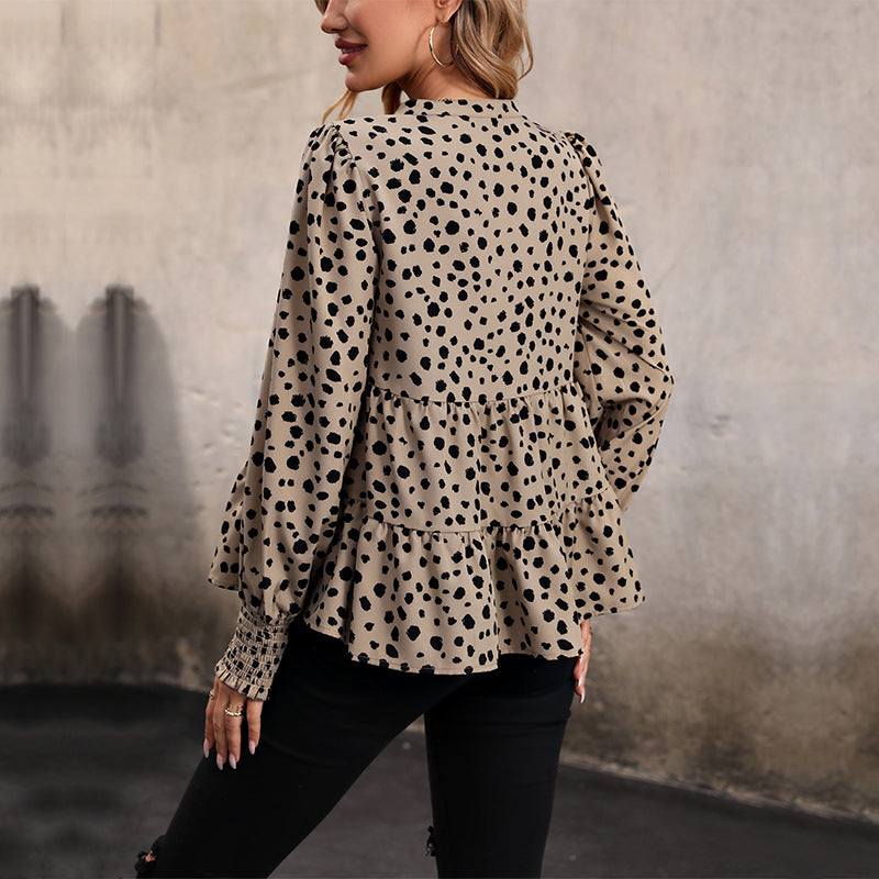 Autumn Women Wear Long Sleeve Leopard Print Shirt for Women