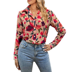 Women’s Spring Summer Floral Printed Top – Trendy Flower Shirt