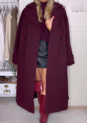 Bordeaux Belted Wool Coat