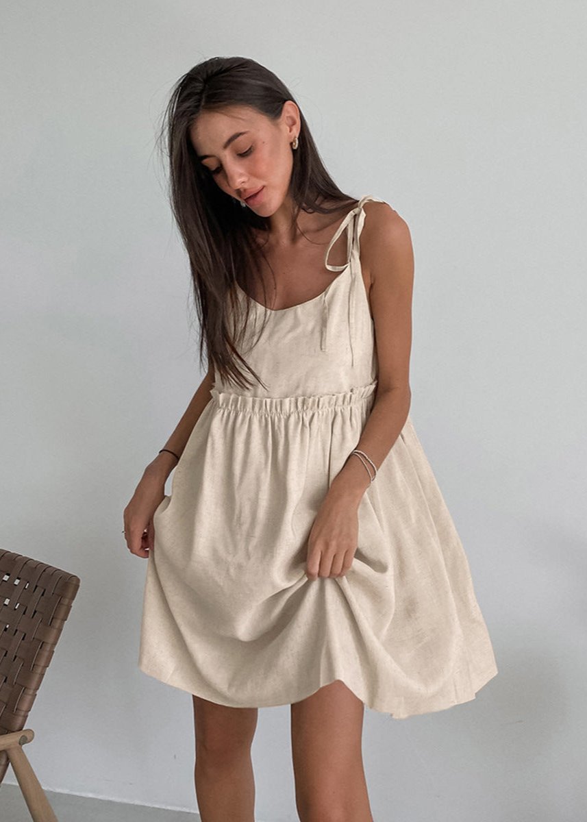 Linen Charm Adjustable Strap Dress