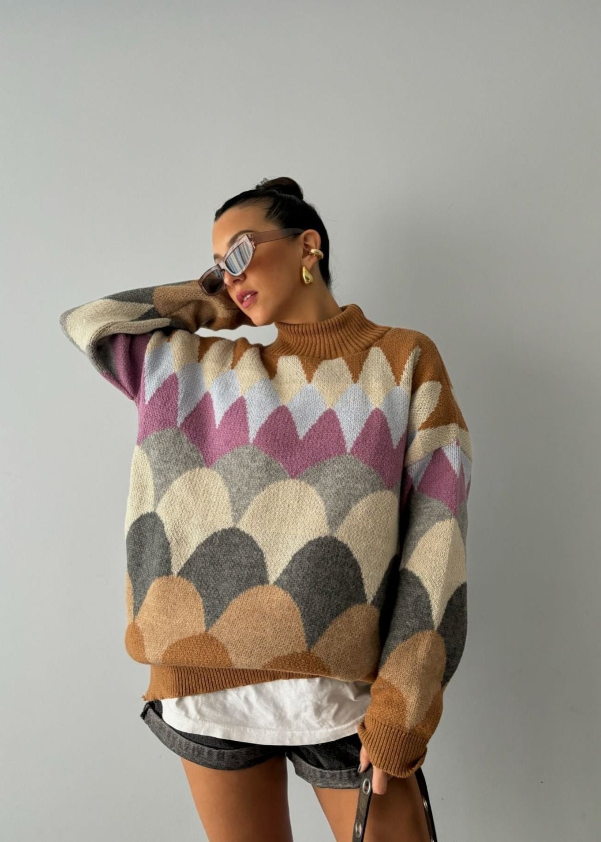 Geometric Knit Sweater - Bold Retro Vibes