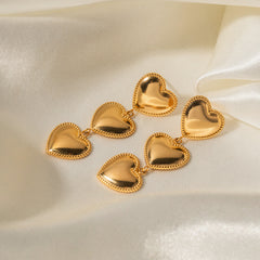 Luna Love - Triple Heart Gold Earrings