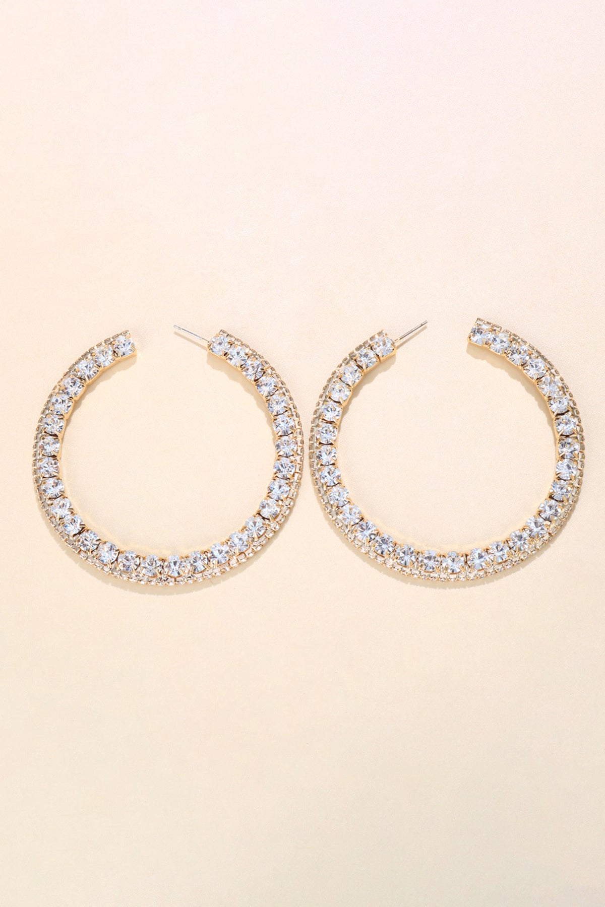 Exaggerated Rhinestones Hoop Earrings