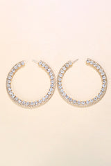 Exaggerated Rhinestones Hoop Earrings