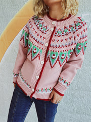 Ethnic Style Geometric Pattern Knitted Cardigan