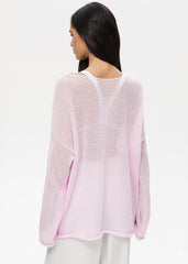 Sheer Pastel Pink Knit Sweater - Soft and Elegant