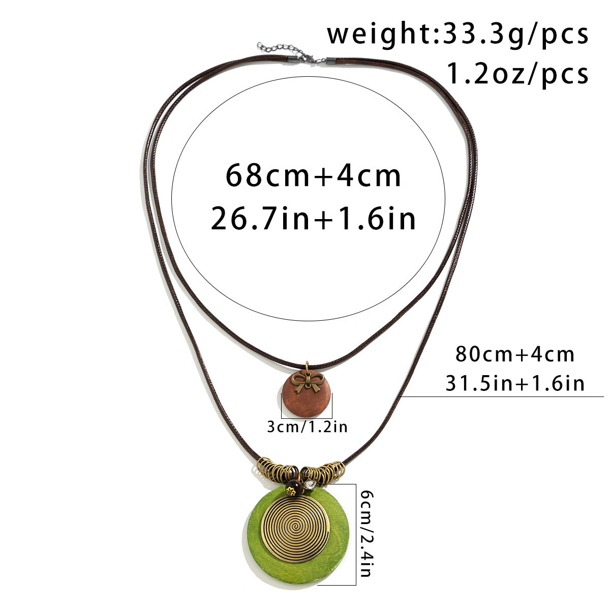 Wooden Disc Beaded Long Necklace