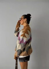 Geometric Knit Sweater - Bold Retro Vibes