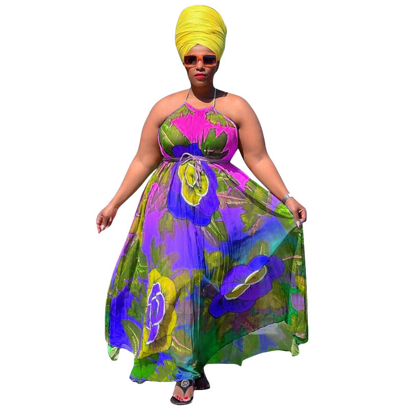 Plus Size Digital Printing Large Swing Dress Dress Women Clothing