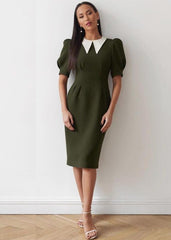 Olivia Contrast-Collar Pencil Dress