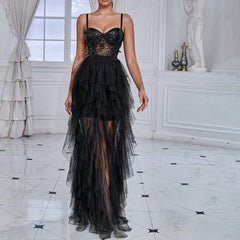 Spring Summer Women Clothing Sexy Dress Butterfly Sequin Stitching Mesh Evening Dress – Shop Now!