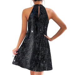 Summer Women Elegant Halter Strapless Sexy Sequin Formal Dress