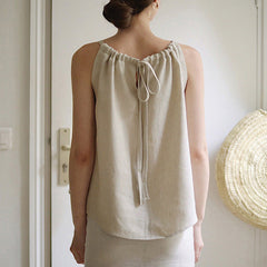 Linen Camisole: Women’s Summer French Halter Sleeveless Strap Top