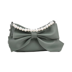 Pearl-Bow Shoulder Messenger Bag