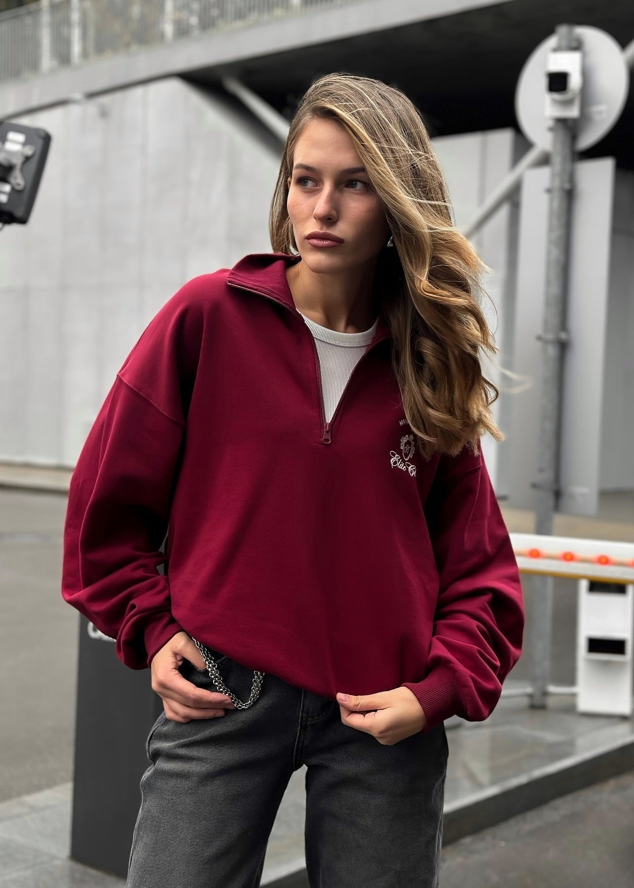 Bordeaux Half-Zip Fleece Pullover