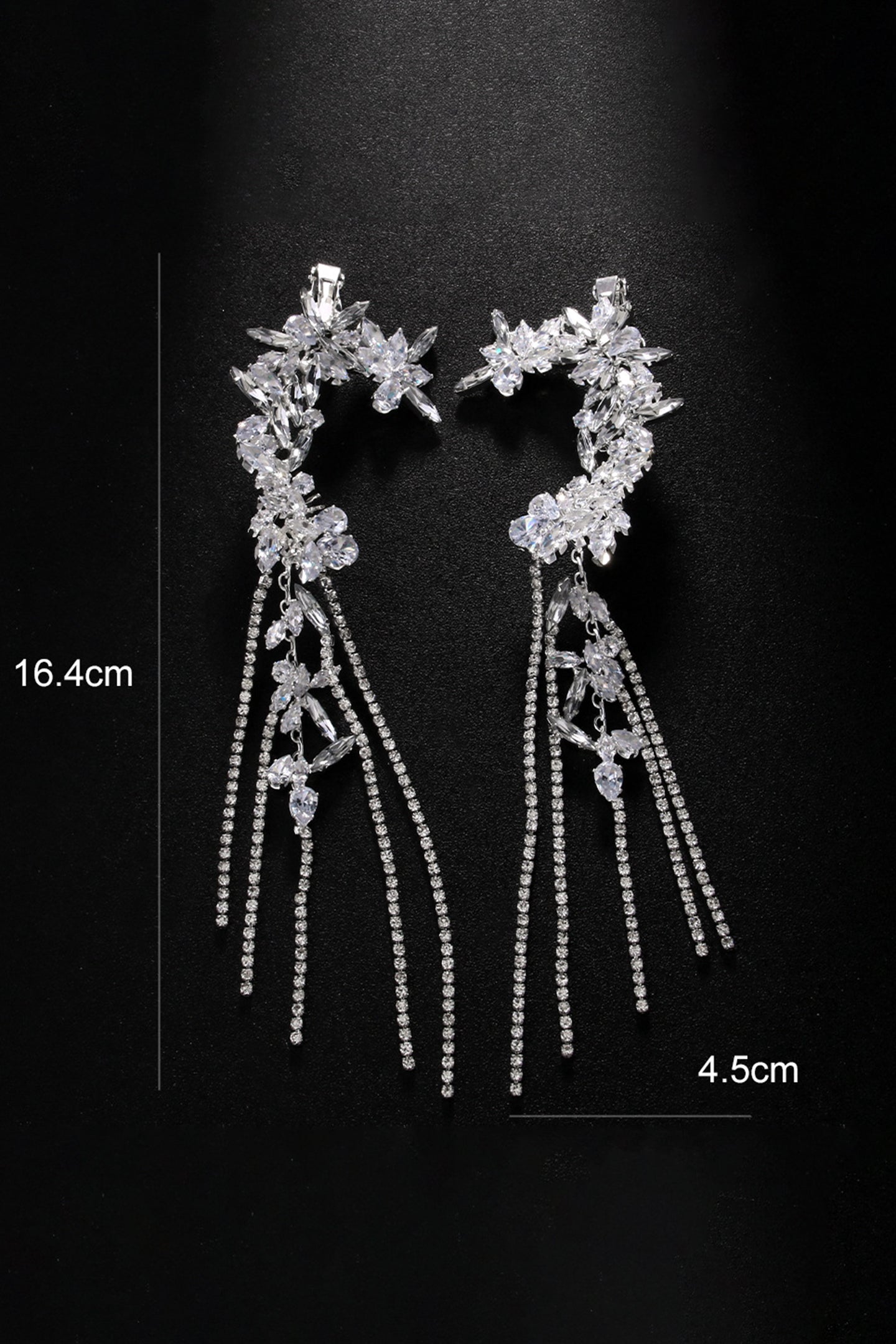 Crystal Flower Tassel Ear Clip