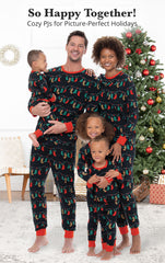 Black Christmas Light Bulb Fmalily Matching Pajamas Sets (with Pet's dog clothes)