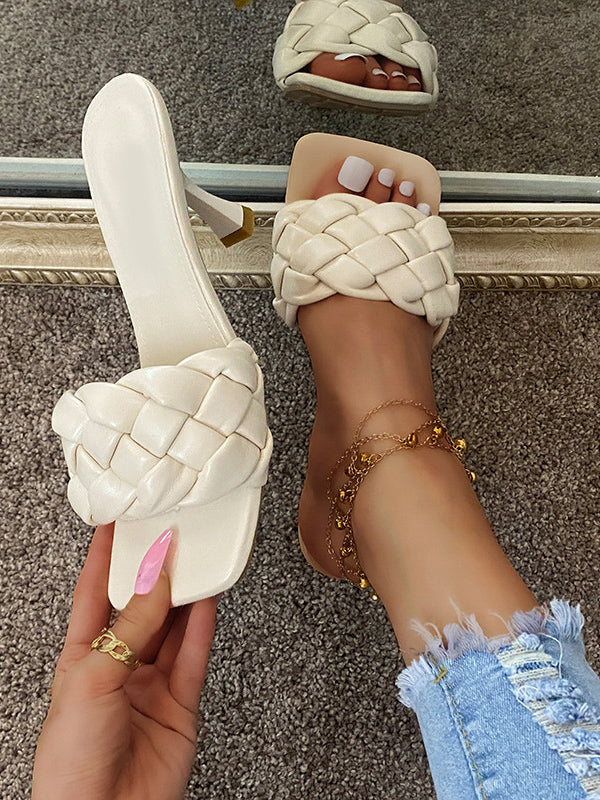 Braided Stiletto Square Toe Sandals