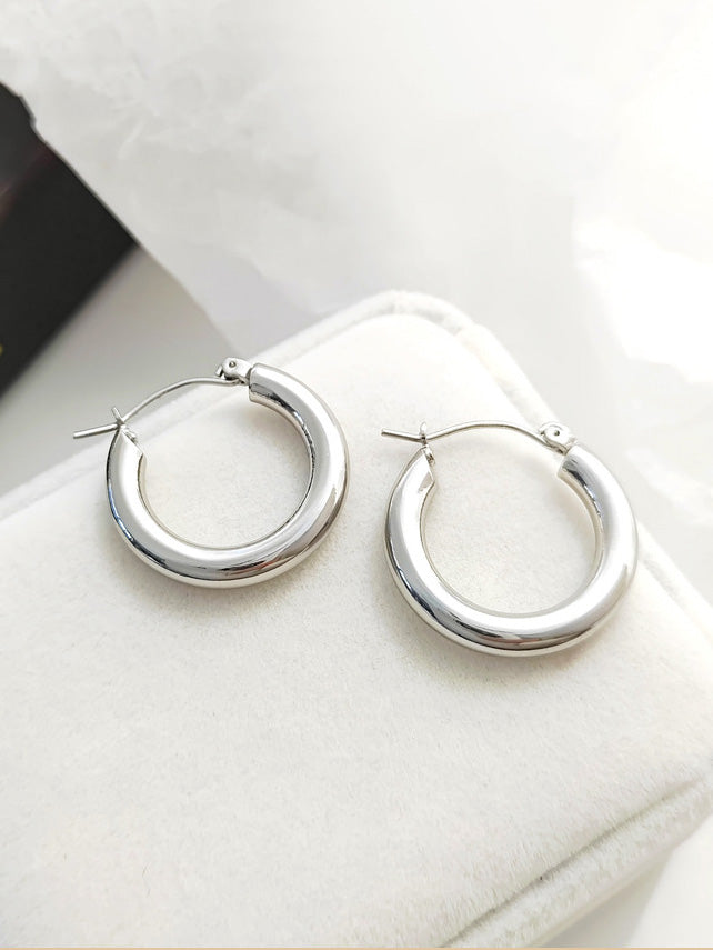 Retro Plain Hoop Earrings Personalized Metal Texture Earrings