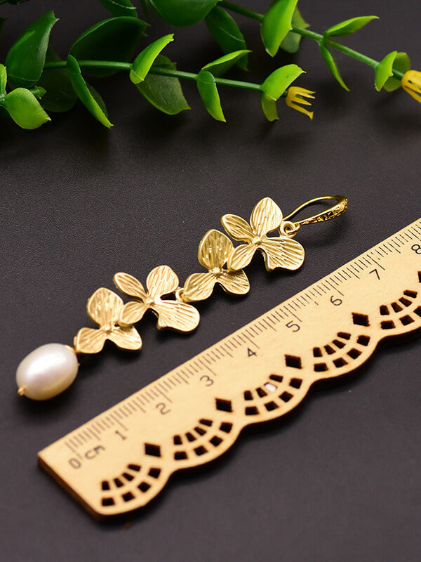 Vintage Botanical Carved Pearl Earrings