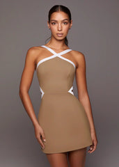 Contrast Strapped Bodycon Mini Dress