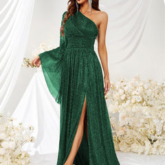 One Shoulder Evening Dress Cocktail Slant Shoulder Elegant Dress Dinner Dress Senior