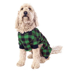 Green Plaid Christmas Tree Pattern Family Matching Pajamas Sets (with Pet's dog clothes)