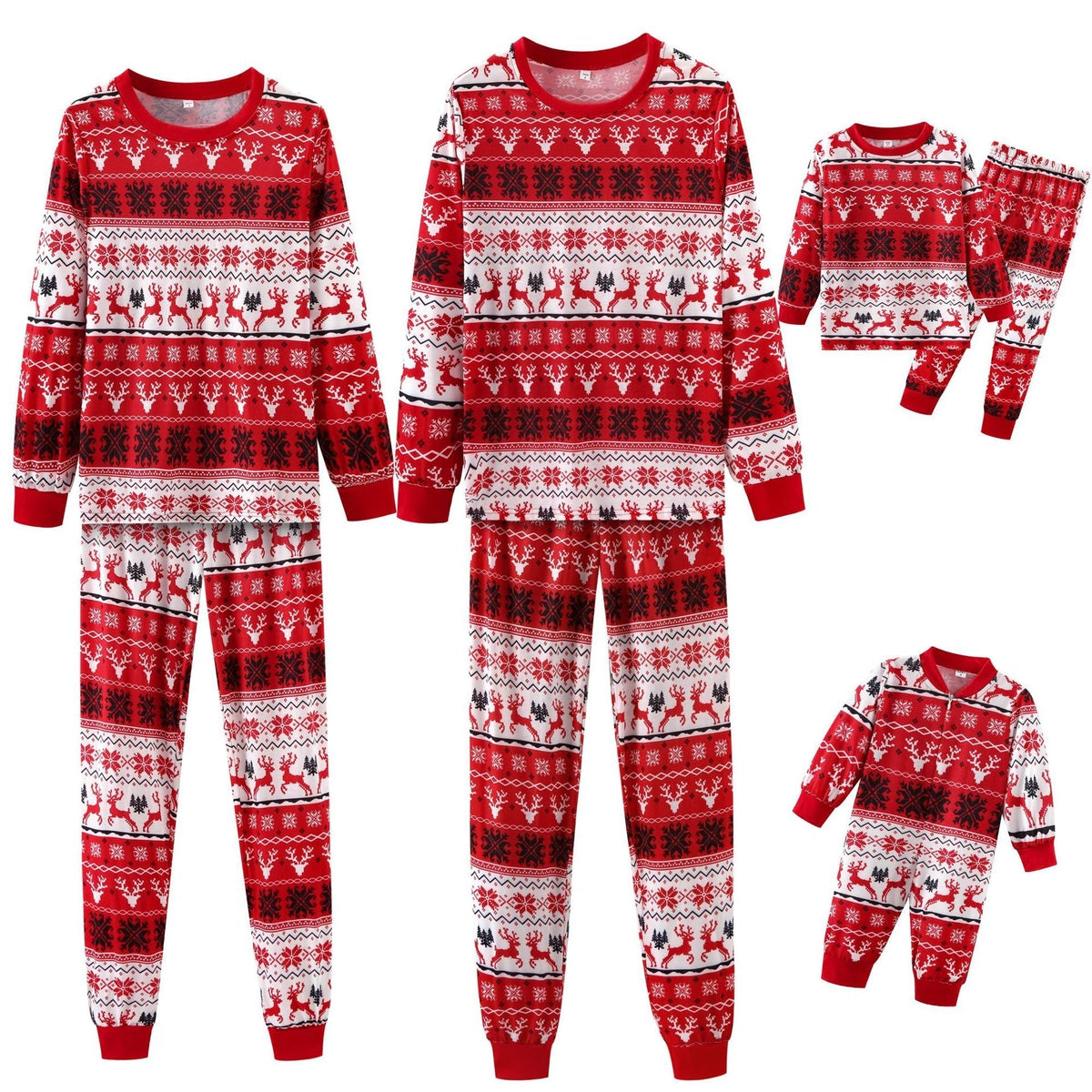 Red Christmas elk print Fmalily Matching Pajamas