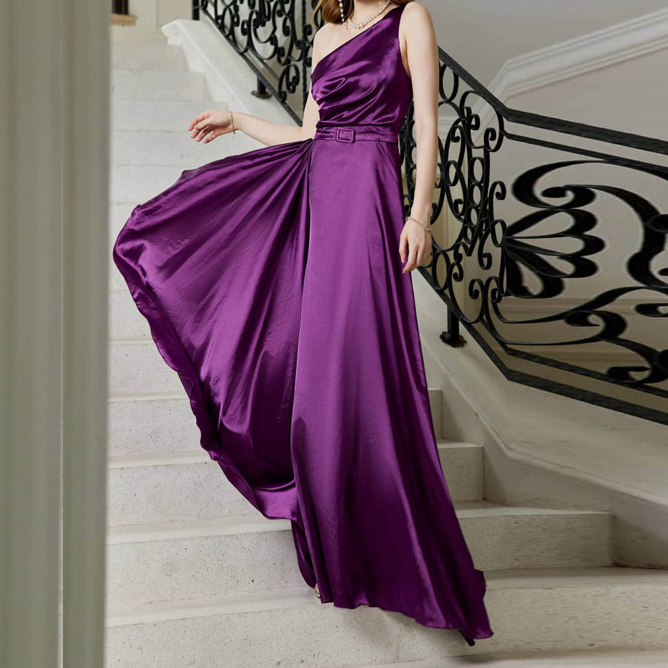 Women Sling Wedding Bridesmaid Dress Cocktail Party Evening Maxi Dress Pure