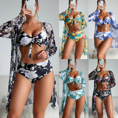 Swimsuit Women Two Piece Printed Long Sleeve Bikini Set – Internet Celebrity Style