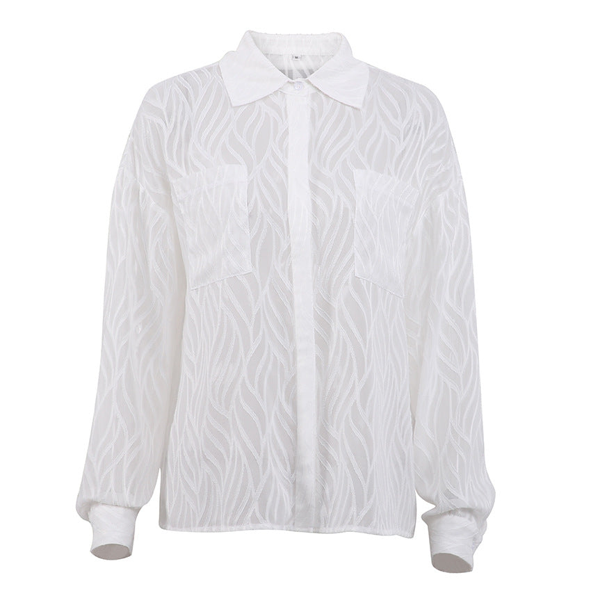 New Spring Summer French Chiffon Shirt See-through Thin Niche Texture Shirt Women Top