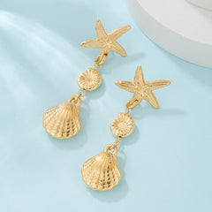 Sea Style Shell Pearl Starfish Earrings