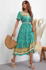 Women Dress Printed Short Sleeve Dress