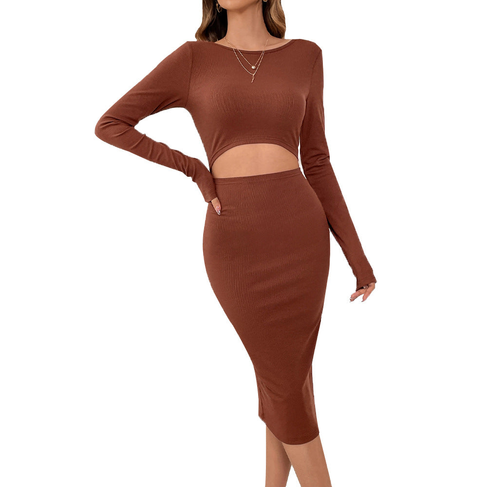 Knitted Sexy Waist Hollow Out Cutout Sheath Dress – Thin Design