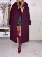 Bordeaux Belted Wool Coat