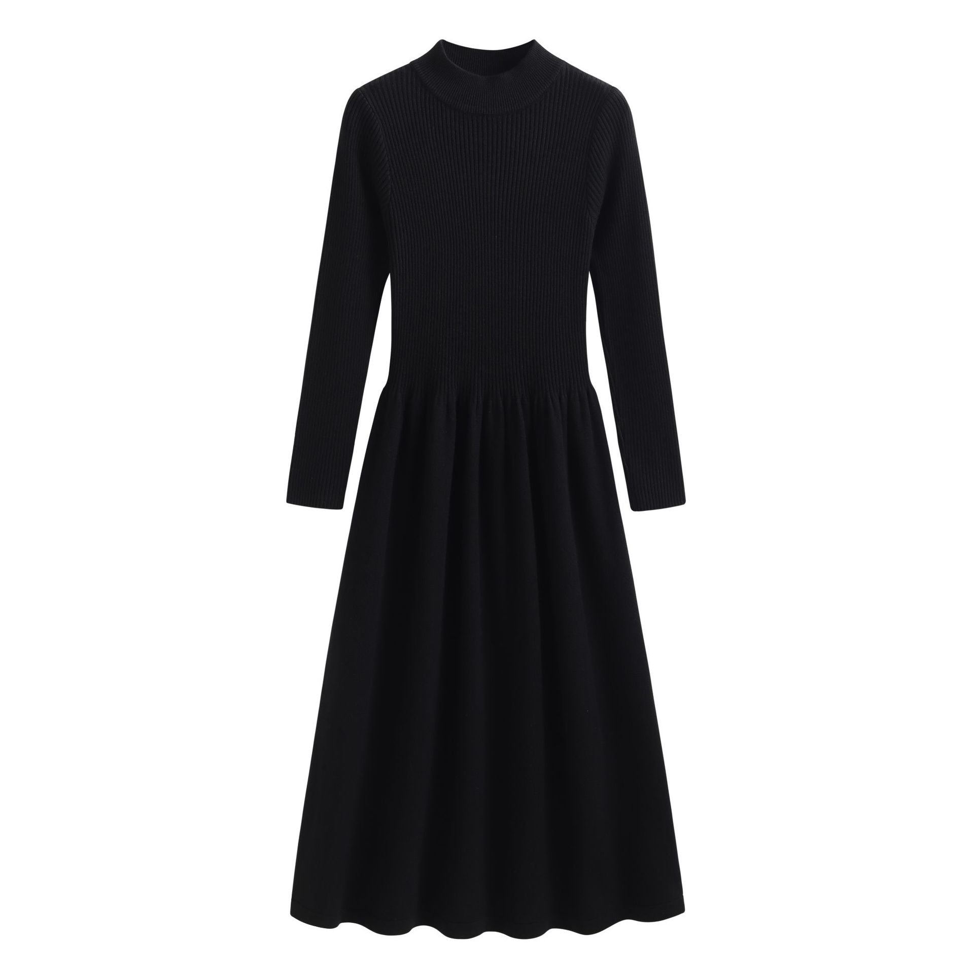 Spring Autumn Half Turtleneck Knitted Dress Women Clothing Waist Controlled Mid Length Sweater Dress Outerwear Bottoming Dress