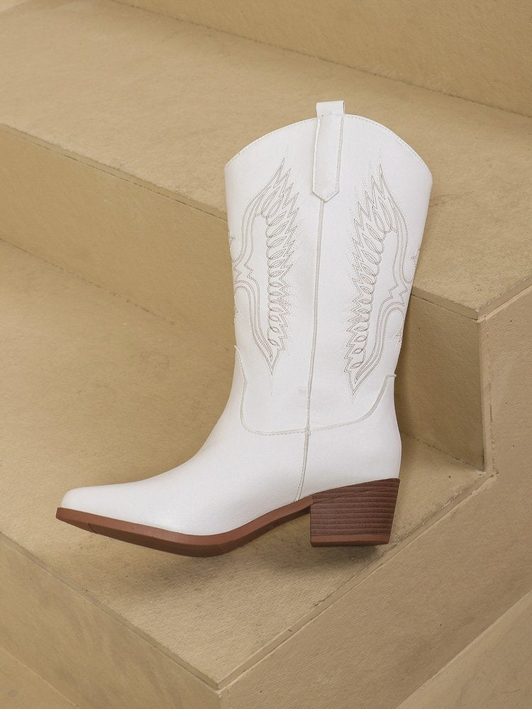 High-Heeled Embroidered Western Cowboy Rider Boots