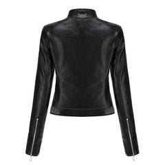 New Women’s Short Leather Jacket – Stand Collar, Spring/Autumn Lady’s Coat