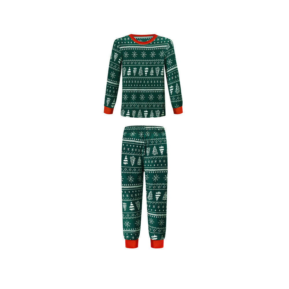 Green Christmas Tree Patterned Family Matching Pajamas Sets