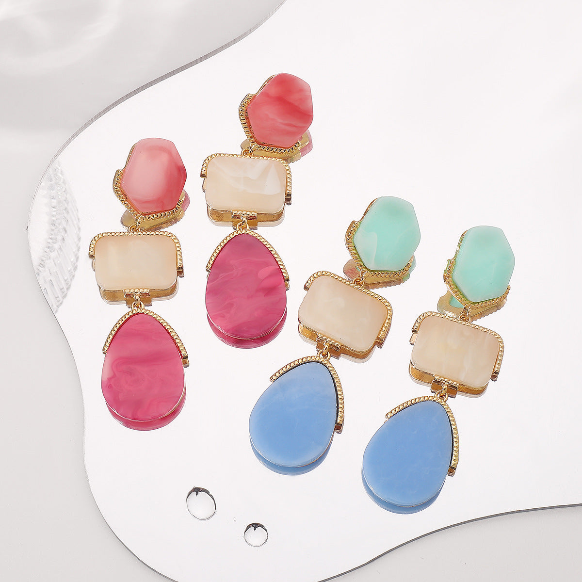 Imitation Stone Grain Color Match Earrings