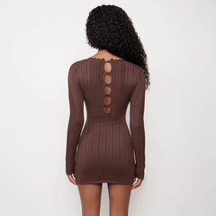 Knitted Sweater Long Sleeve Sexy Tight Sheath Short Dress