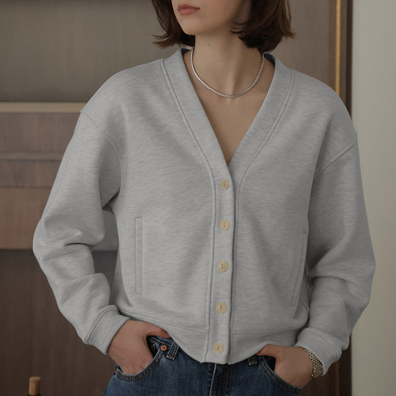 Autumn Winter Classic French V neck Sweater Cardigan Retro Affordable Luxury Hong Kong Pure Cotton Comfortable Niche High End Top