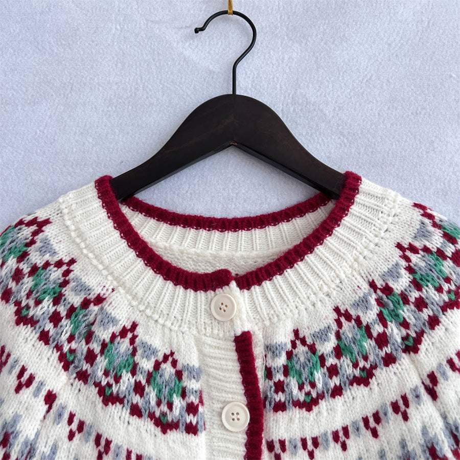 Ethnic Style Geometric Pattern Knitted Cardigan