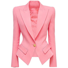 One Button Lion Buckle Slim Profile Blazer Jacket